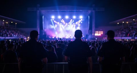 Crowd control security team managing festival event Brisbane
