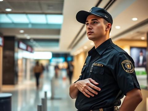 Retail security guard preventing theft in Brisbane shopping centre