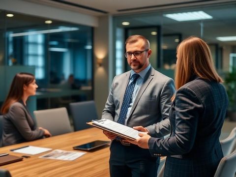 Security risk assessment consultant reviewing business security Queensland